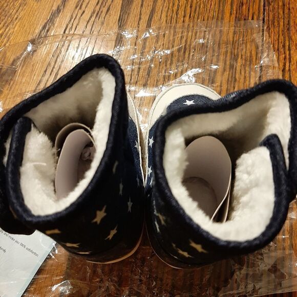 New Infant Size 2 Blue White Star Boots Booties Ankle Boots Faux Fur Lin… - Picture 4 of 8